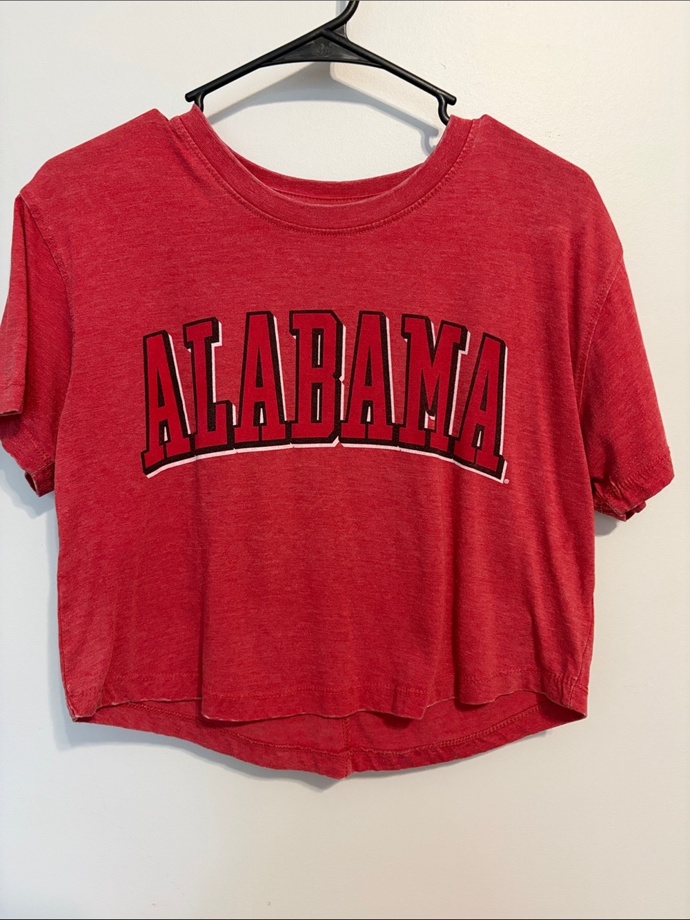 Pressbox Red Alabama Crop Top with Black Lettering